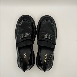ALDO Chunky Platform Loafers Black Lug Sole Slip On Shoes Women Size 6.5